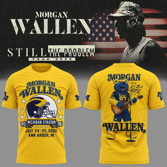 Limited Edition Morgan Wallen x Michigan Wolverines Football - Still The Problem Tour 2026 T-Shirt