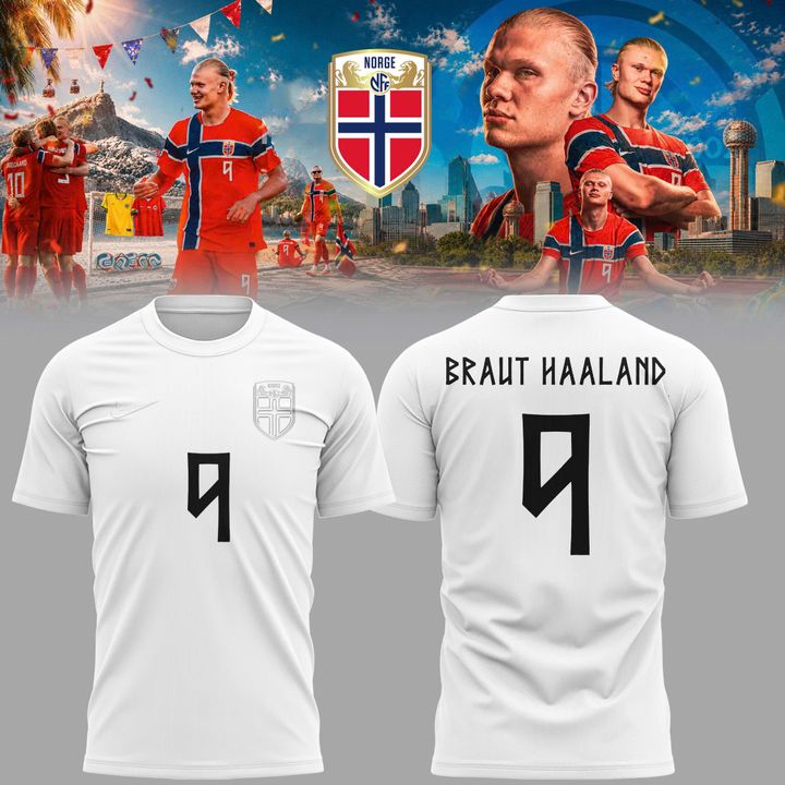 Norway Soccer Training Shirt Erling Haaland - Minimalist White Football Top