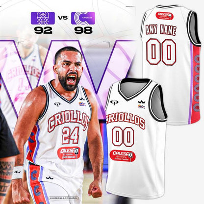 Criollos de Caguas New Official White Basketball Jersey - 2026 Quarterfinals Edition