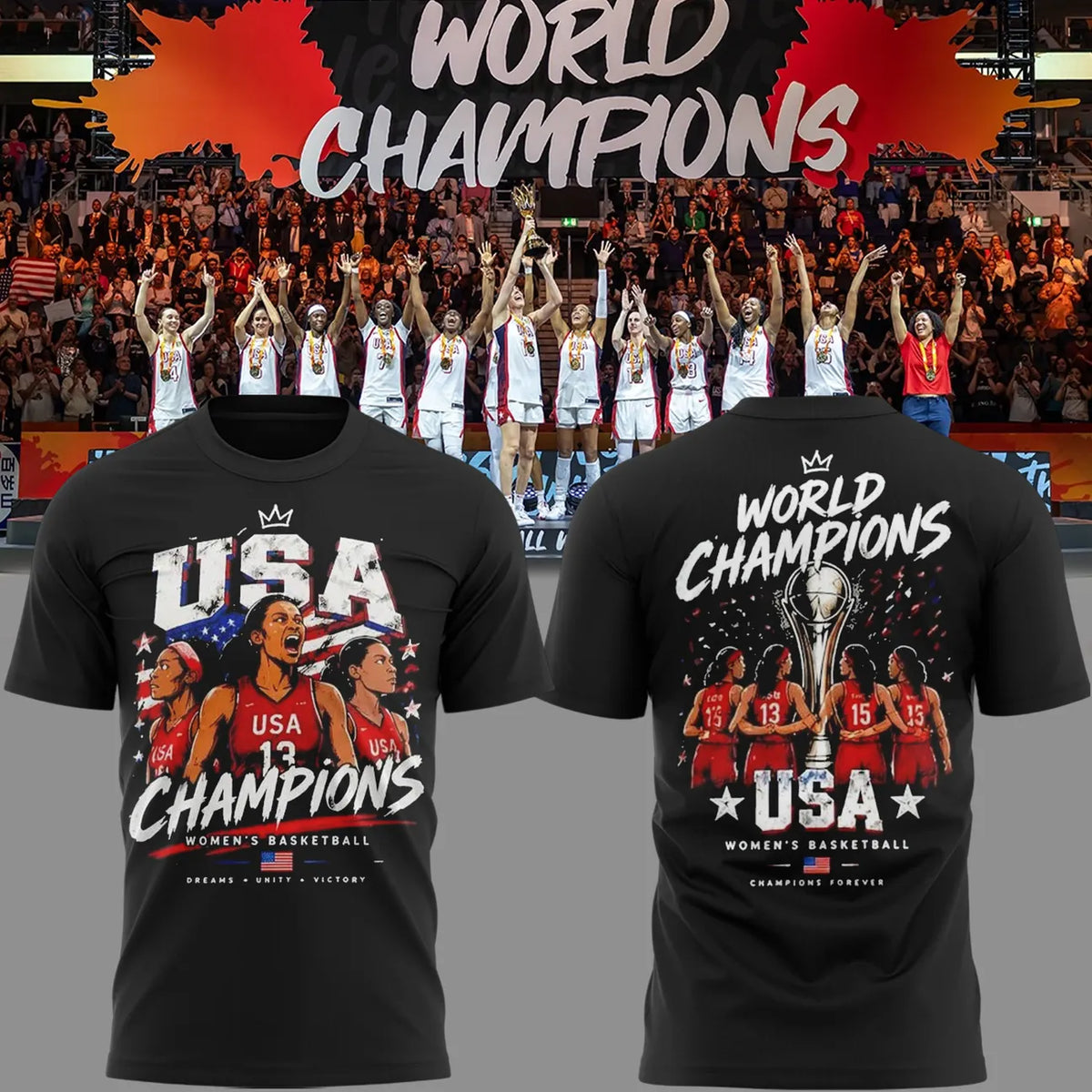 Champion 2026 - FIBA Women's Basketball World Cup Champion Team USA T-Shirt