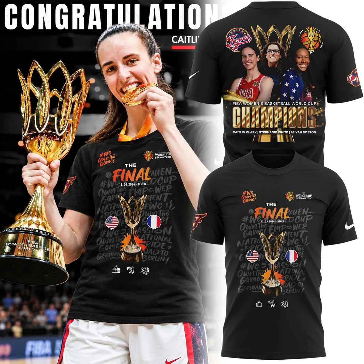 Limited Edition USA Women’s Basketball 2026 FIBA World Cup Champions T-shirt
