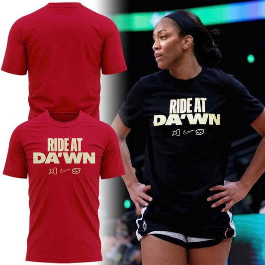 Limited Edition 2026 Las Vegas Aces A'ja's "Ride at Da'wn" T-Shirt Red