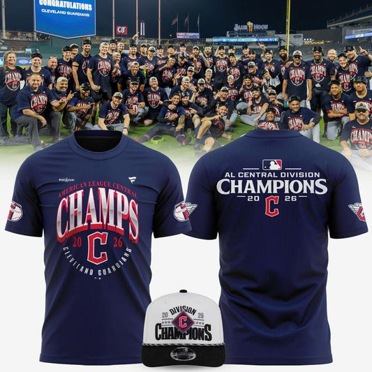 Women's Cleveland Guardians Navy 2026 AL Central Division Champions Two-Sided T-Shirt