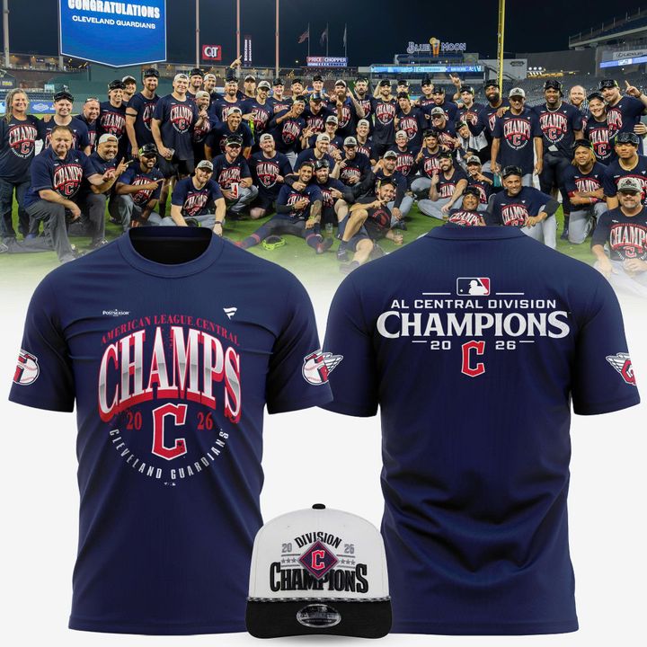 Men's Cleveland Guardians Navy 2026 AL Central Division Champions Two-Sided T-Shirt