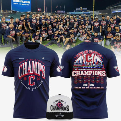 Men's Cleveland Guardians 2026 AL Central Champions History Timeline T-Shirt - Thank You For The Memories