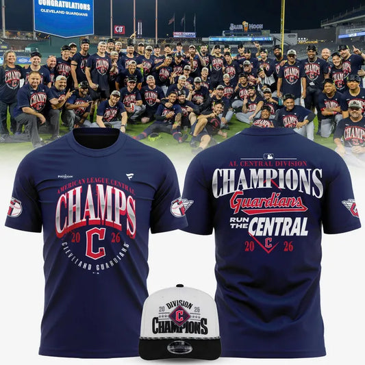 Men's Cleveland Guardians Navy 2026 AL Central Division Champions T-Shirt