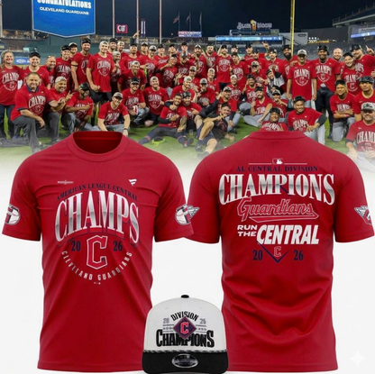 Men's Cleveland Guardians Red 2026 AL Central Division Champions T-Shirt