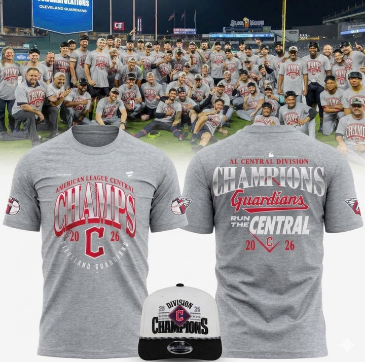 Women's Cleveland Guardians Heather Gray 2026 AL Central Division Champions T-Shirt