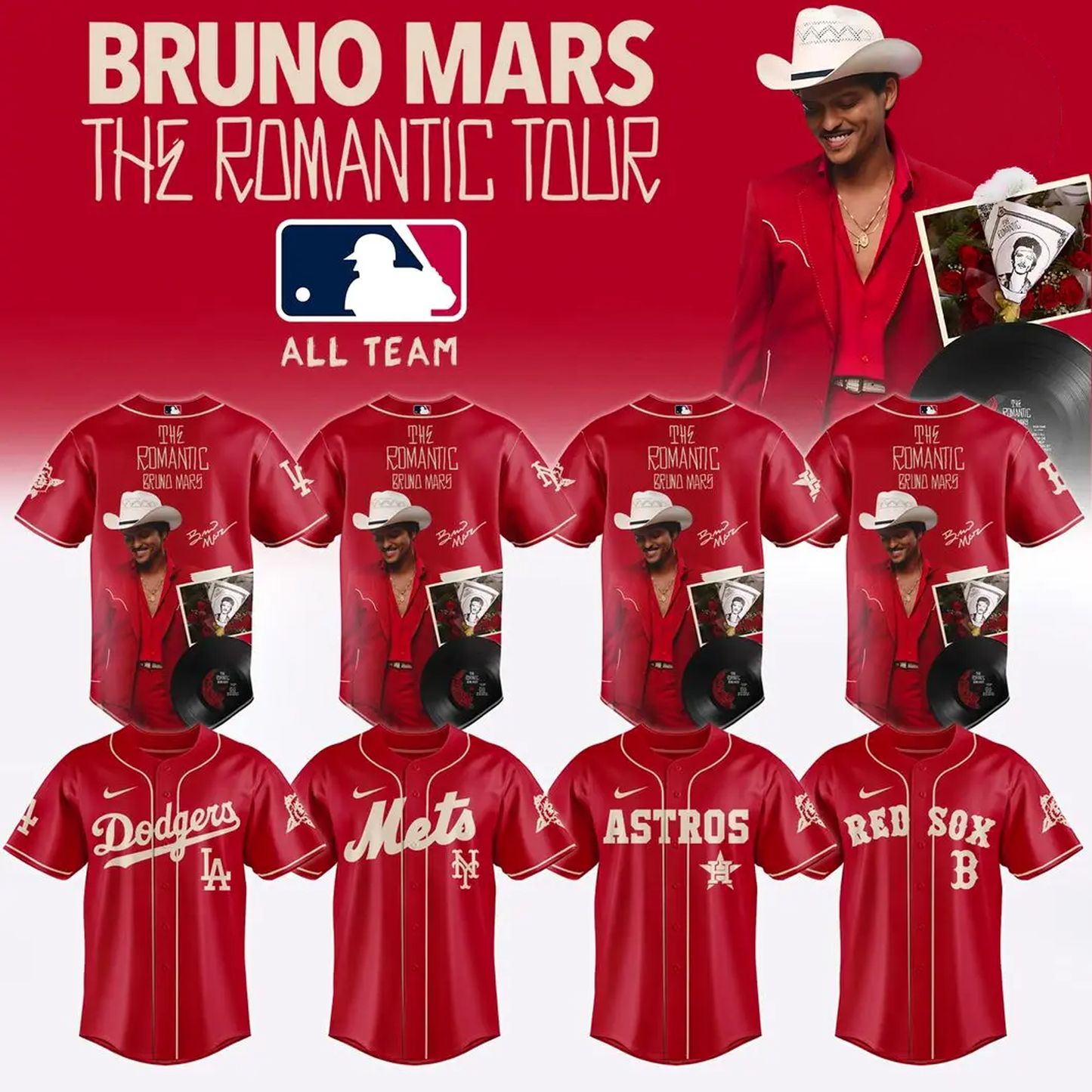 Baseball x Bruno Mars The Romantic Tour 2026 Edition Jersey