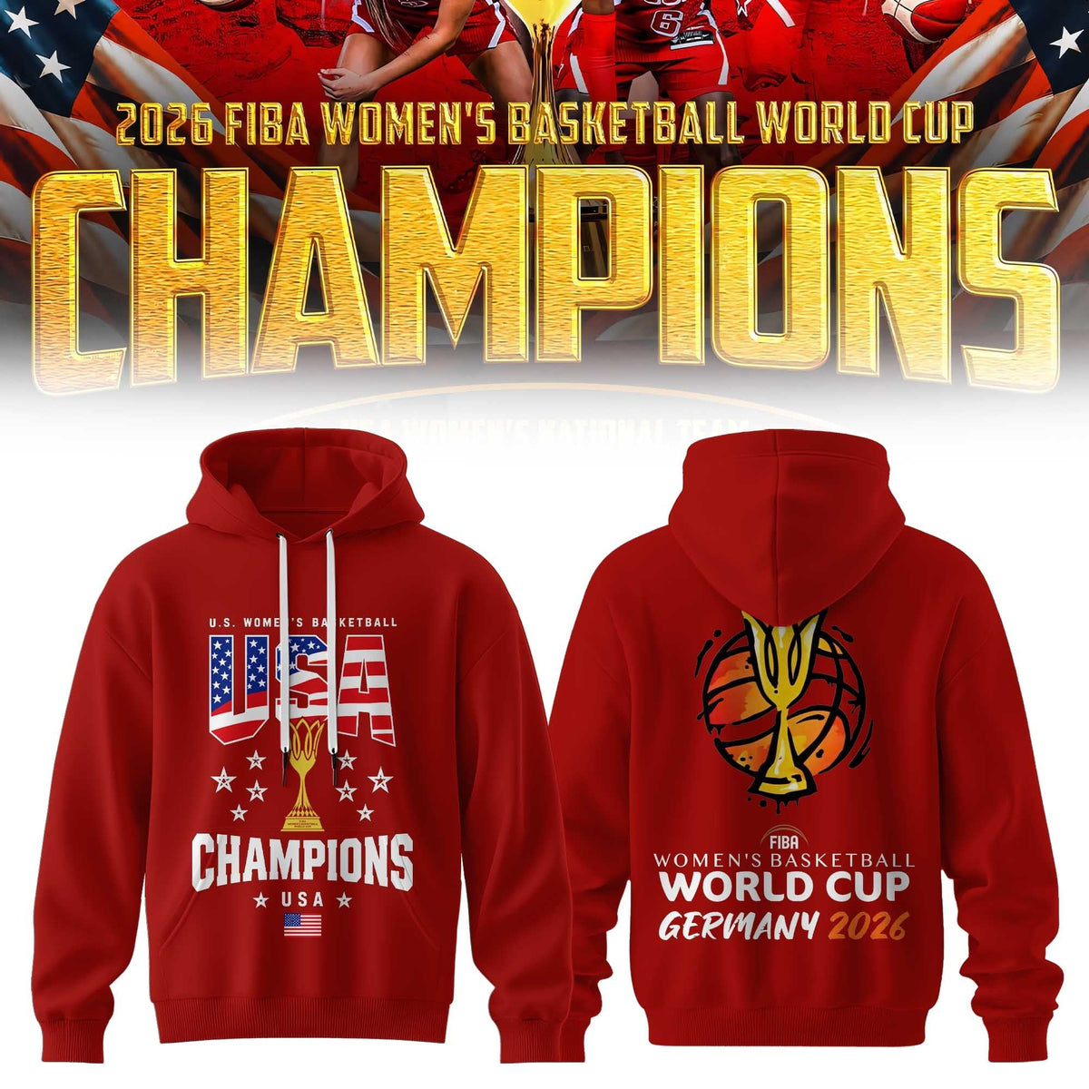 Limited Edition USA Women’s Basketball 2026 FIBA World Cup Champions Hoodie