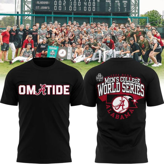 Limited edition Alabama Crimson Tide 2026 Baseball College World Series "OmaTide" T-Shirt Black.