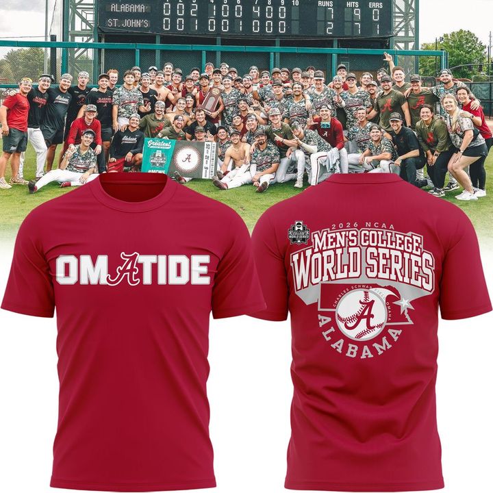 Limited edition Alabama Crimson Tide 2026 Baseball College World Series "OmaTide" T-Shirt Red.