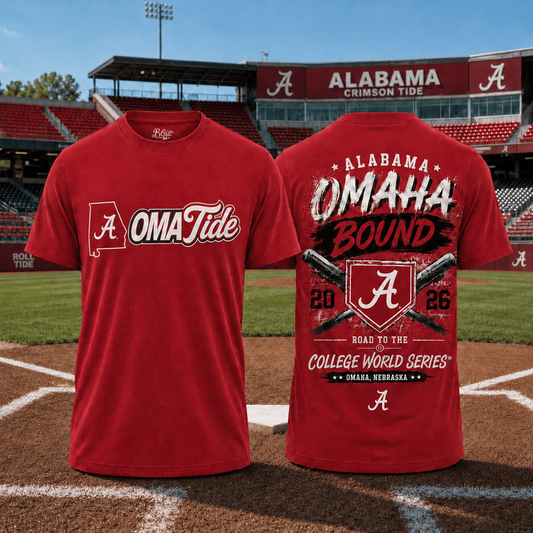 New Alabama Crimson Tide 2026 Baseball College World Series "OmaTide" T-Shirt