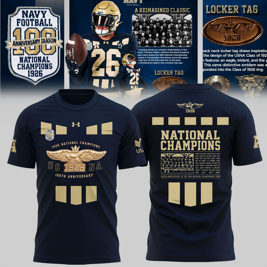 Limited Edition Navy Football 100th Anniversary National Champions T-shirt