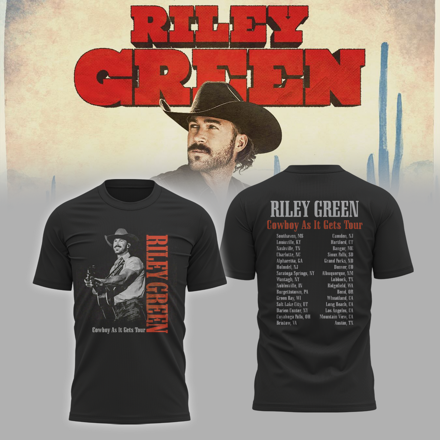 Riley Green Cowboy As It Gets Tour 2026 Edition Tshirt