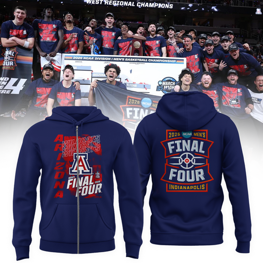 Arizona Wildcats 2026 Men's Basketball Tournament March Madness Final Four Zip Hoodie