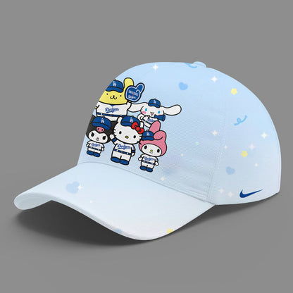 Hello Kitty x LA Dodgers 2025 World Series Champions T-Shirt - 100% Cotton 2D Printed - Unisex - Gray