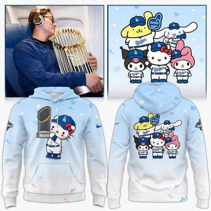 Hello Kitty x LA Dodgers World Series Champions Hoodie - 3D All Over Printed