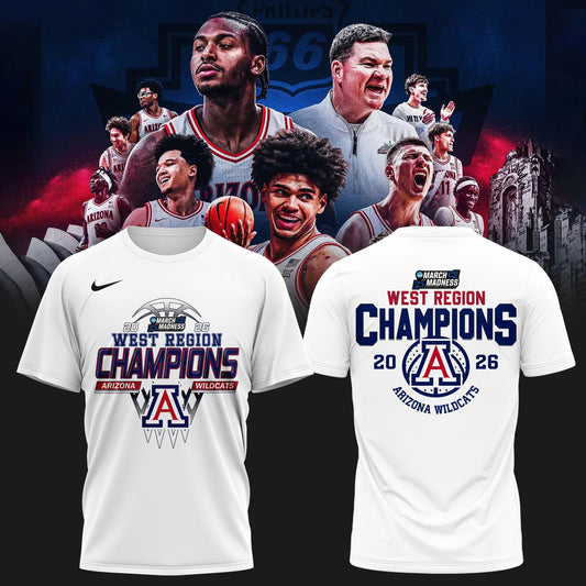 Arizona Wildcats West Region Champions 2026 T-Shirt – NCAA March Madness Basketball Tee