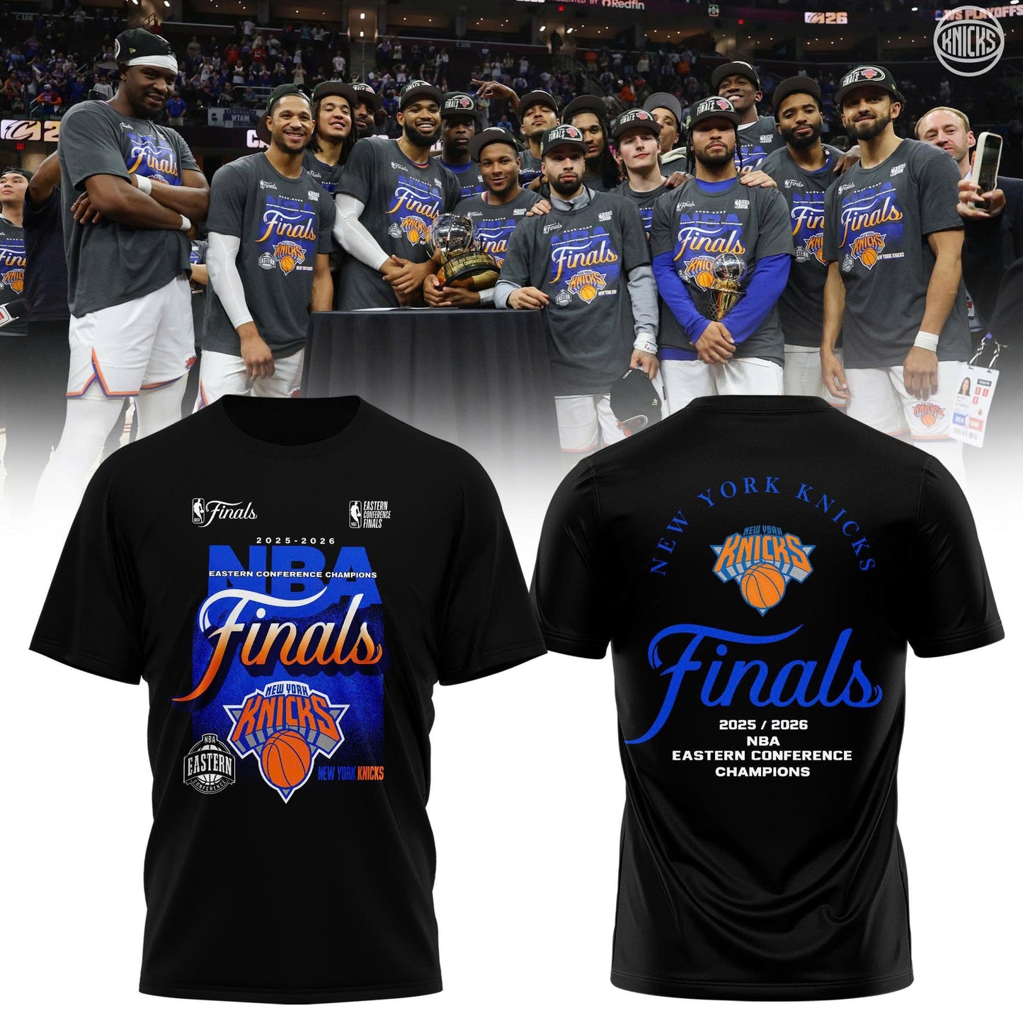 New York Knicks Eastern Conference Champions Edition Black Tshirt