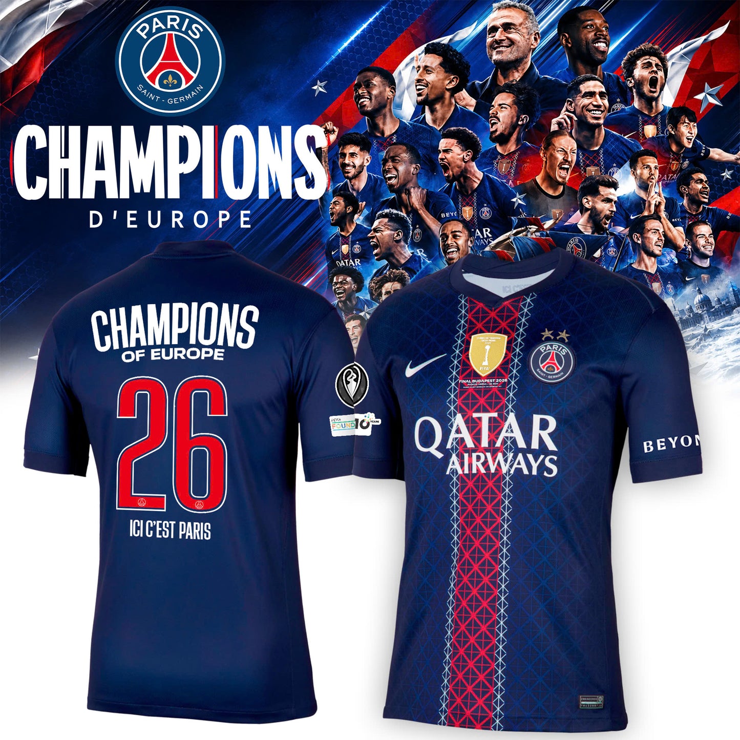PSG 2026 Back 2 Back Champions Special Edition Jersey