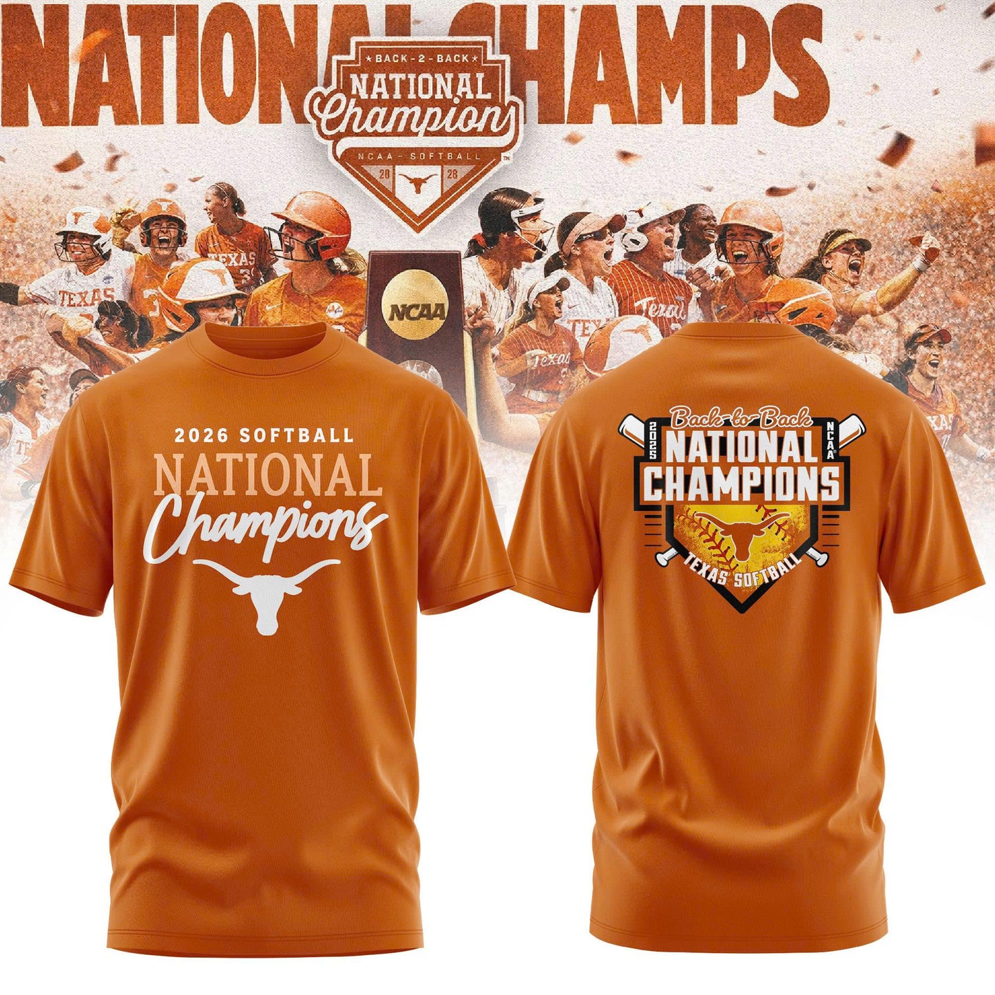 Texas Longhorns Back To Back NATIONAL CHAMPIONS T-shirt