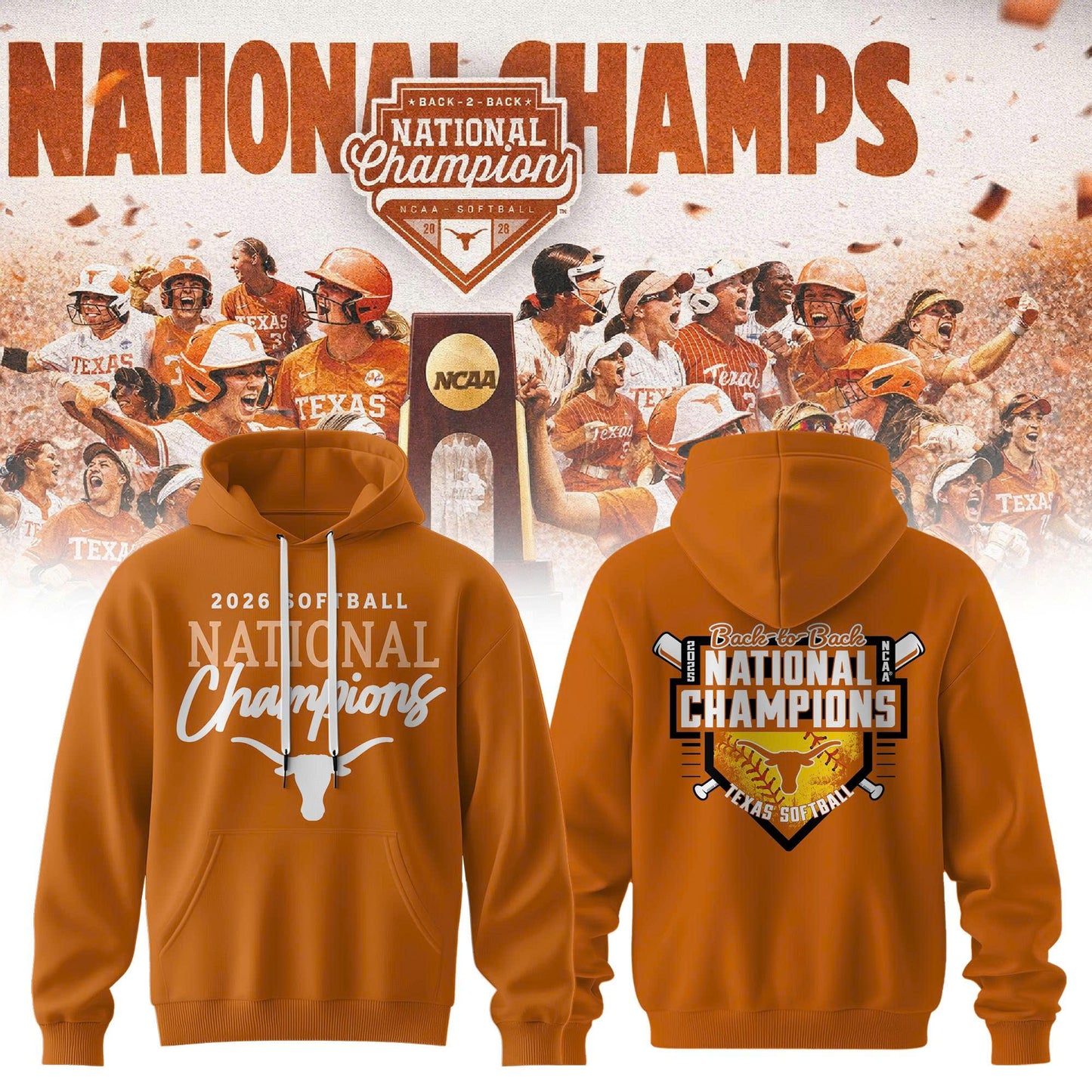 Texas Longhorns Back To Back NATIONAL CHAMPIONS Hoodie
