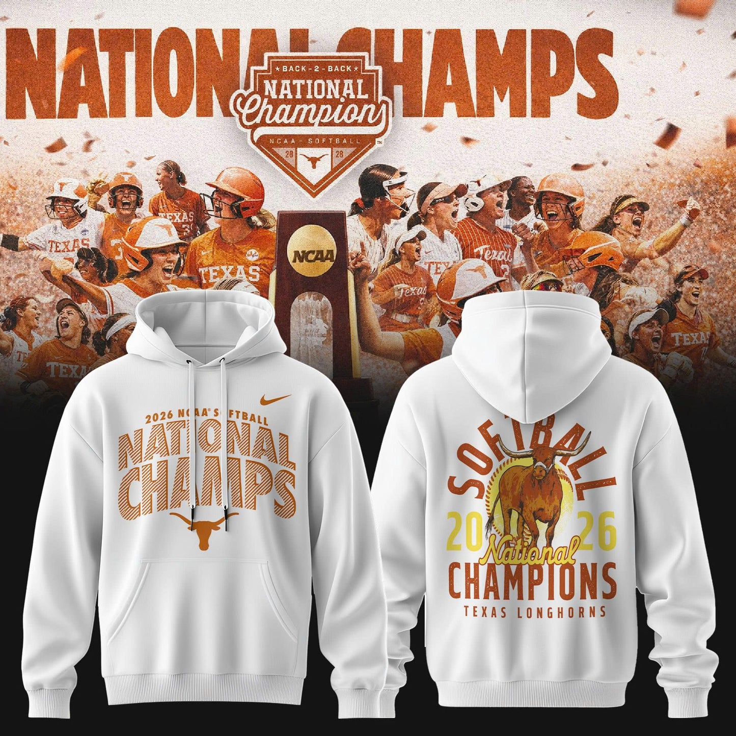 Texas Longhorns Back To Back NATIONAL CHAMPIONS Hoodie