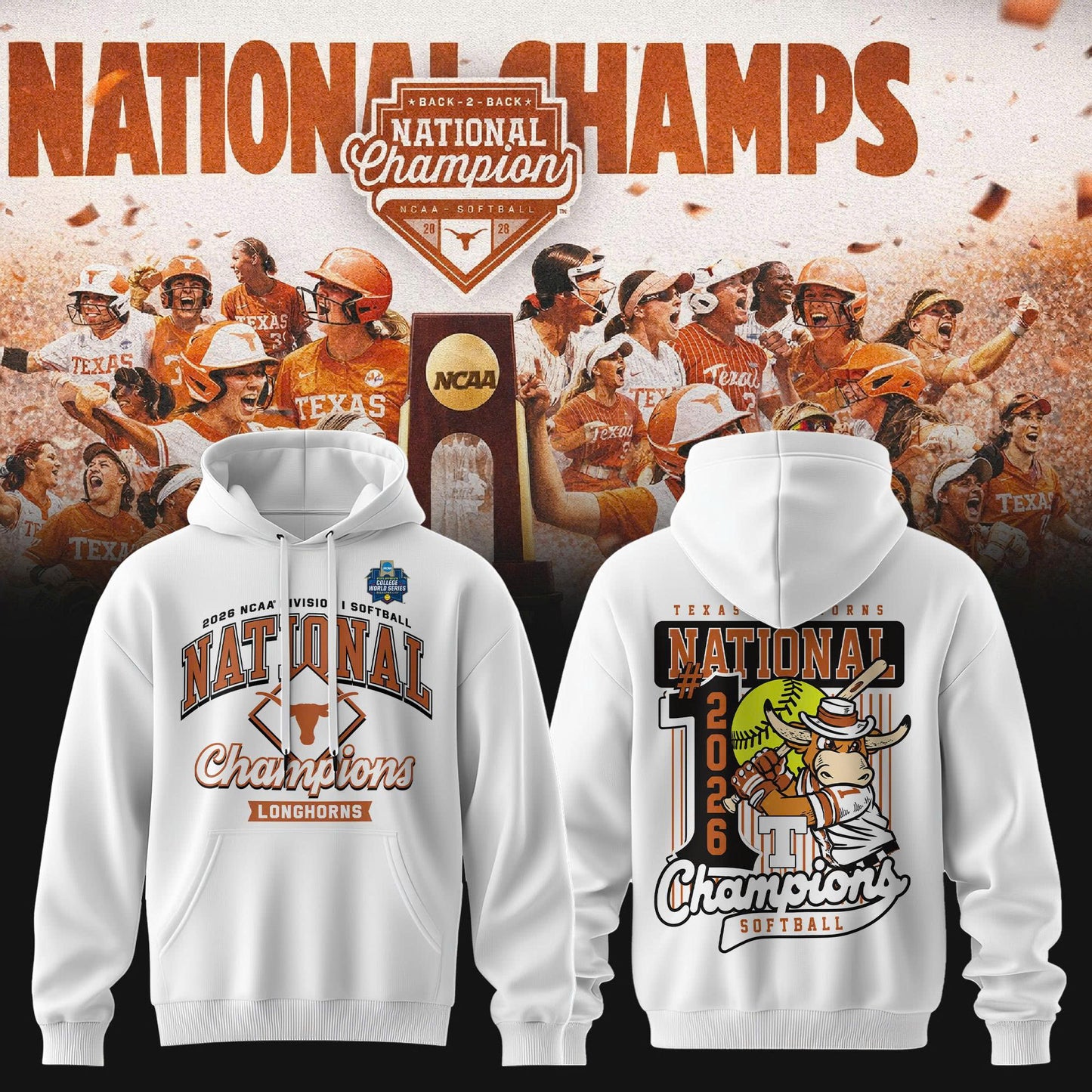 Texas Longhorns Back To Back NATIONAL CHAMPIONS Hoodie