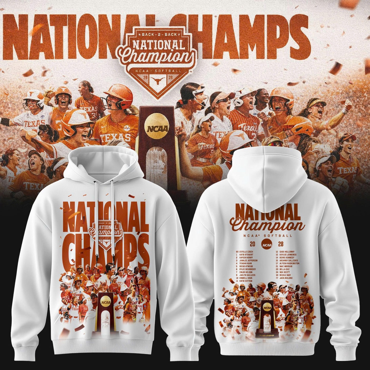 Texas Longhorns Back To Back NATIONAL CHAMPIONS Hoodie
