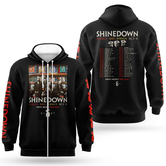 Dance, Kid, Dance Act II World Tour Shinedown 2026 Zip Hoodie
